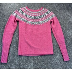 Skhoop Womens XS‎ Pink Nordic Wool Sweater